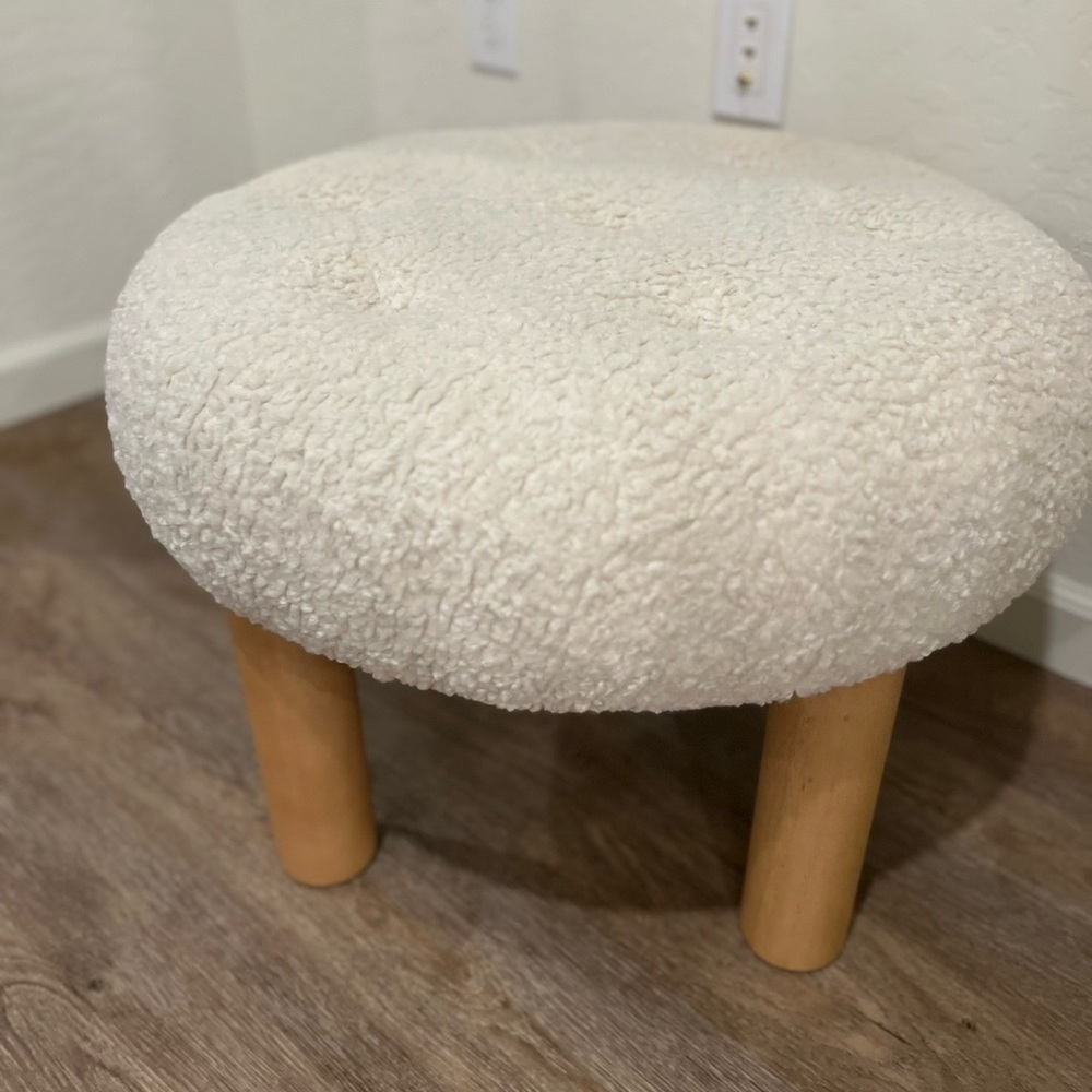 Studio McGee Cream Sherpa Stool